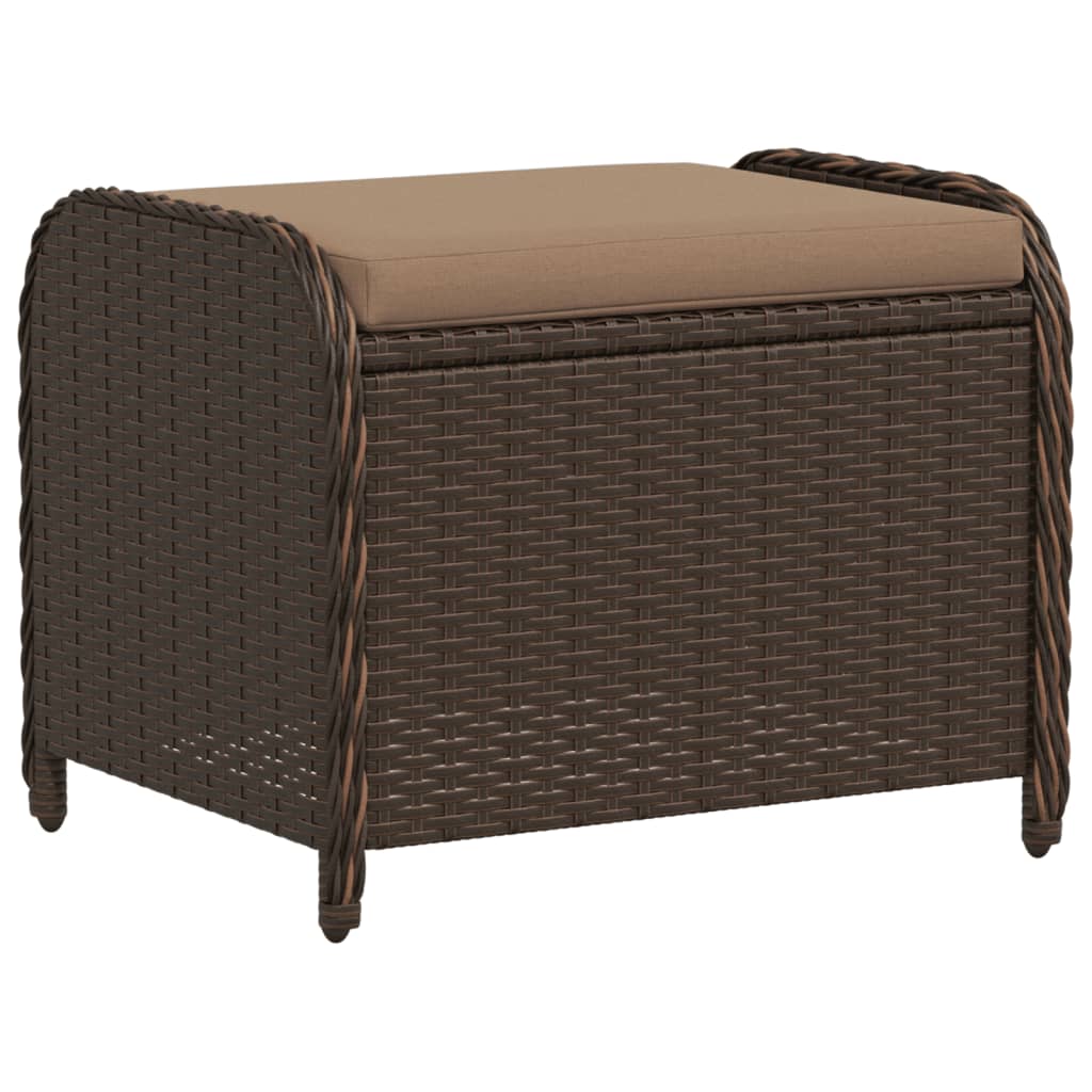 vidaXL Sgabello Giardino con Cuscino Marrone 58x46x46 cm in Polyrattan