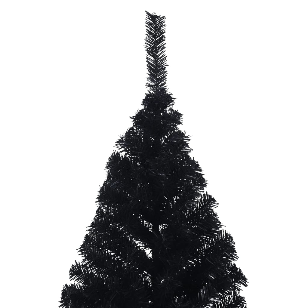 vidaXL Albero di Natale Artificiale a Metà con Base Nero 240 cm PVC