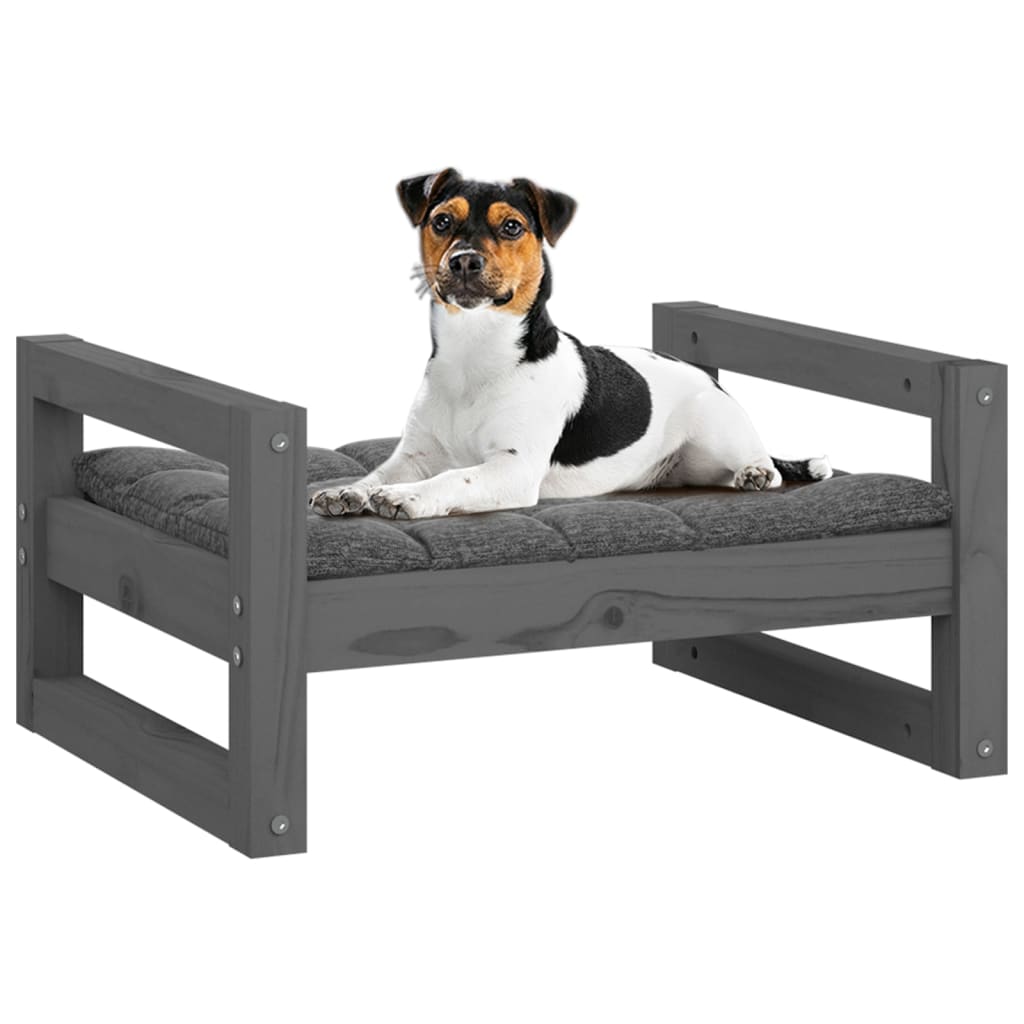 vidaXL Cuccia per Cani Grigia 55,5x45,5x28cm in Legno Massello di Pino