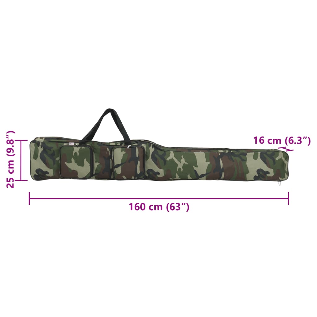 vidaXL Borsa per Canna da Pesca Verde Mimetico 160 cm Tessuto Oxford