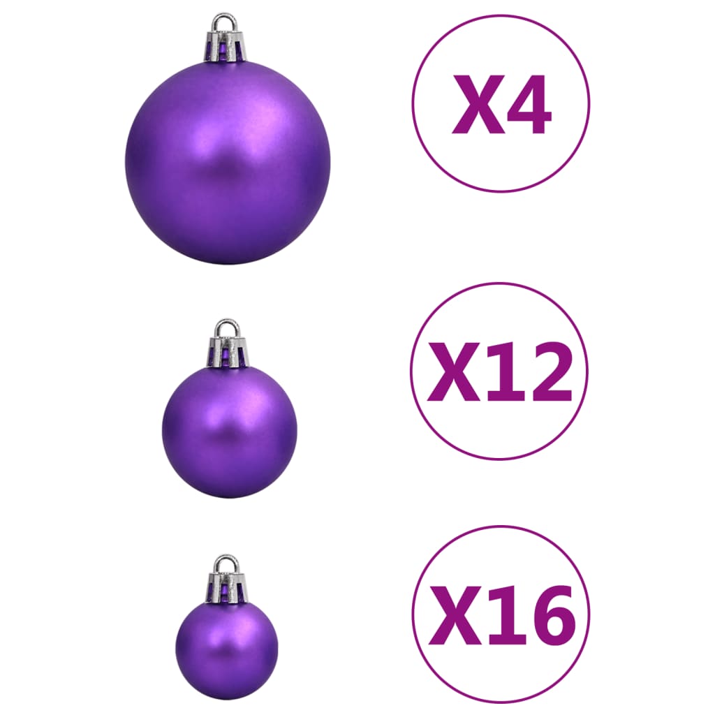 vidaXL Set Palline di Natale 111 pz Viola in Polistirene