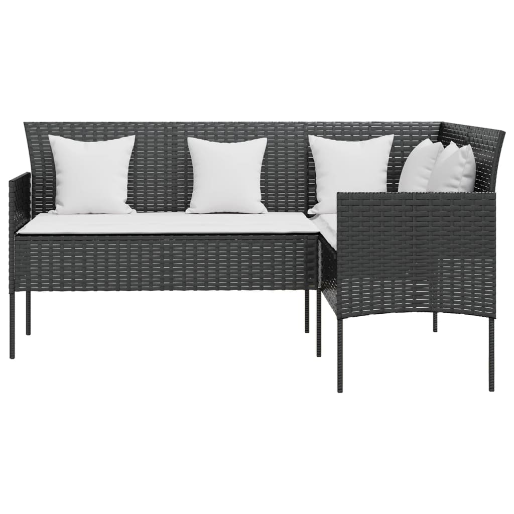 vidaXL Set Divano a L con Cuscini 5 pz Nero in Polyrattan