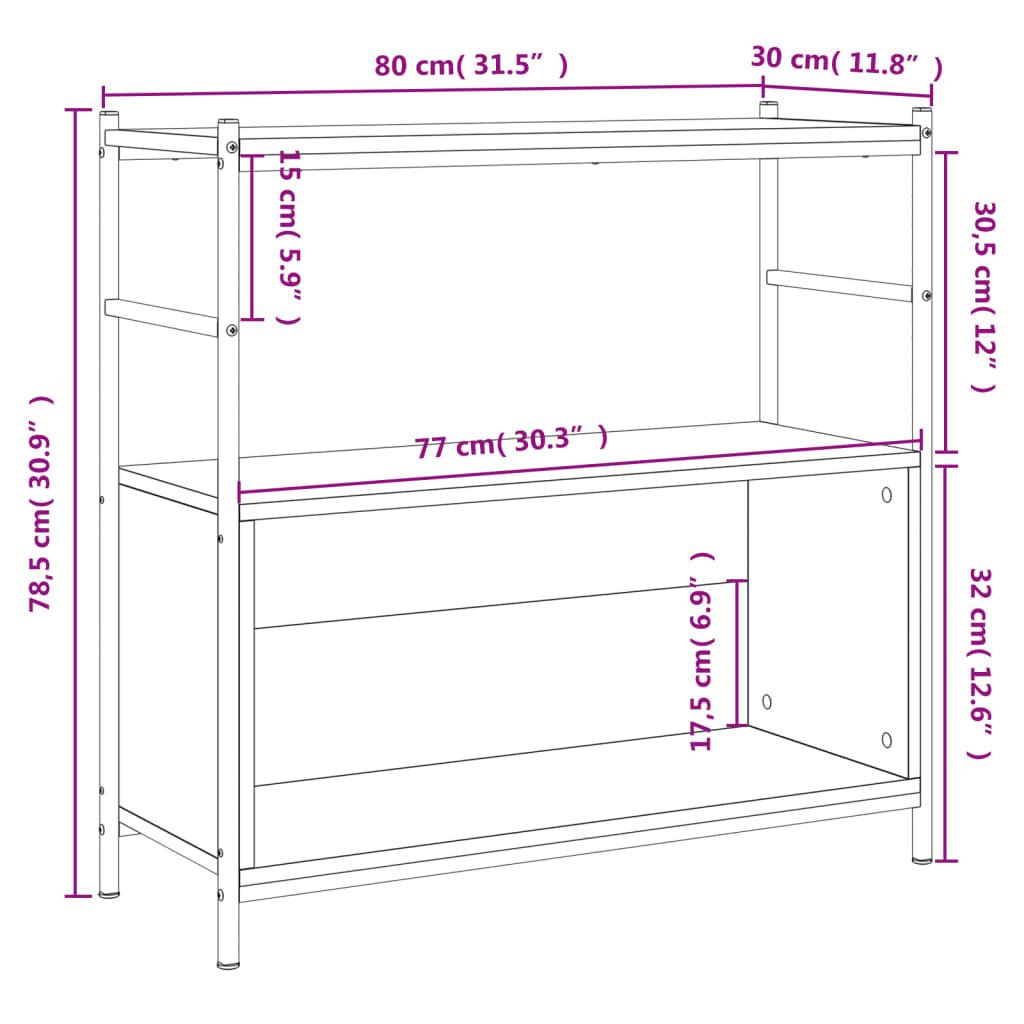 vidaXL Libreria Rovere Marrone 80x30x78,5 cm Legno Multistrato e Ferro