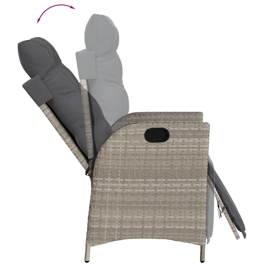 vidaXL Set Pranzo da Giardino 9pz con Cuscini Grigio Chiaro Polyrattan