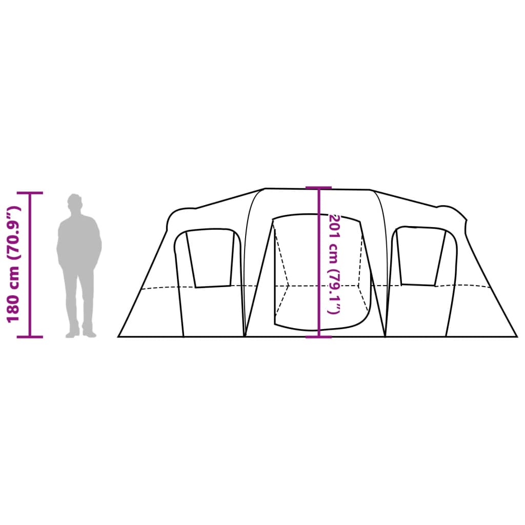 vidaXL Tenda Familiare a Tunnel per 16 Persone Blu Impermeabile