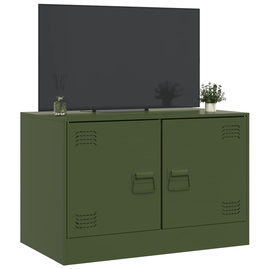 vidaXL Mobile TV Verde Oliva 67x39x44 cm in Acciaio