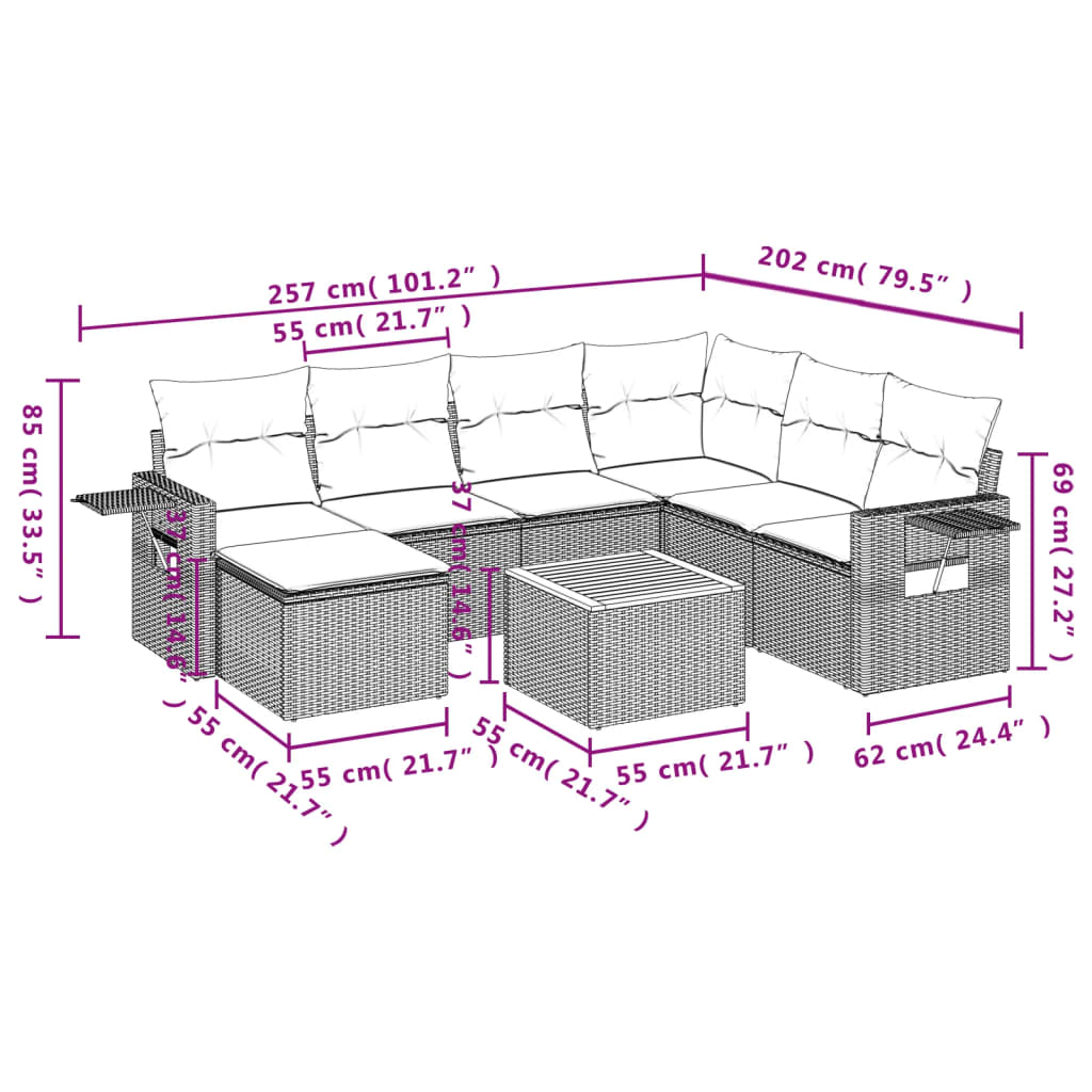 vidaXL Set Divani da Giardino con Cuscini 8 pz Nero in Polyrattan