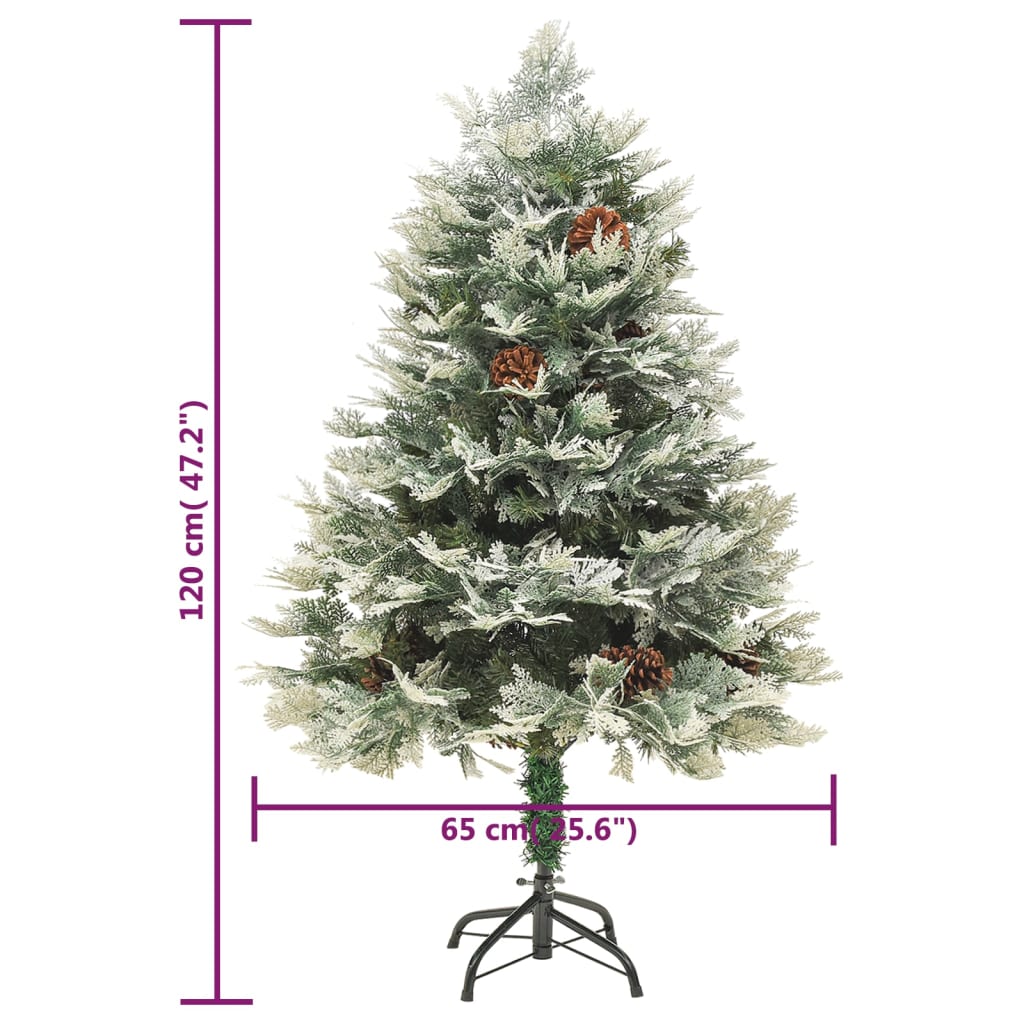 vidaXL Albero di Natale Preilluminato con Pigne Verde 120 cm PVC e PE