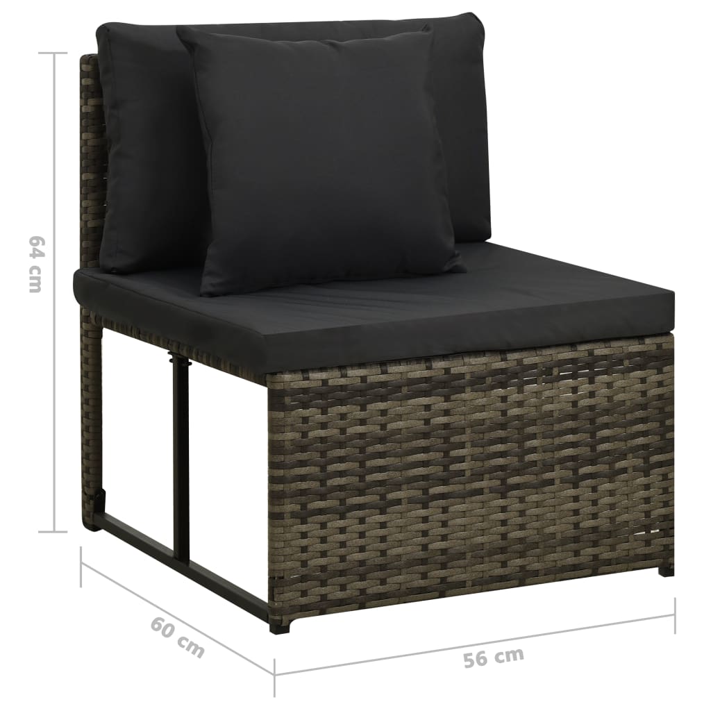 vidaXL Set Divani da Giardino 8 pz con Cuscini in Polyrattan Grigio