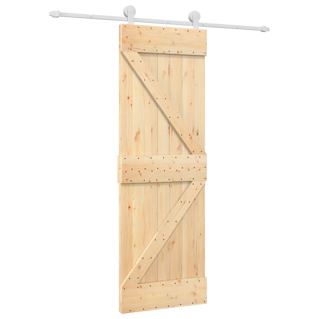 vidaXL Porta Scorrevole con Set Hardware 70x210 cm Legno Massello Pino