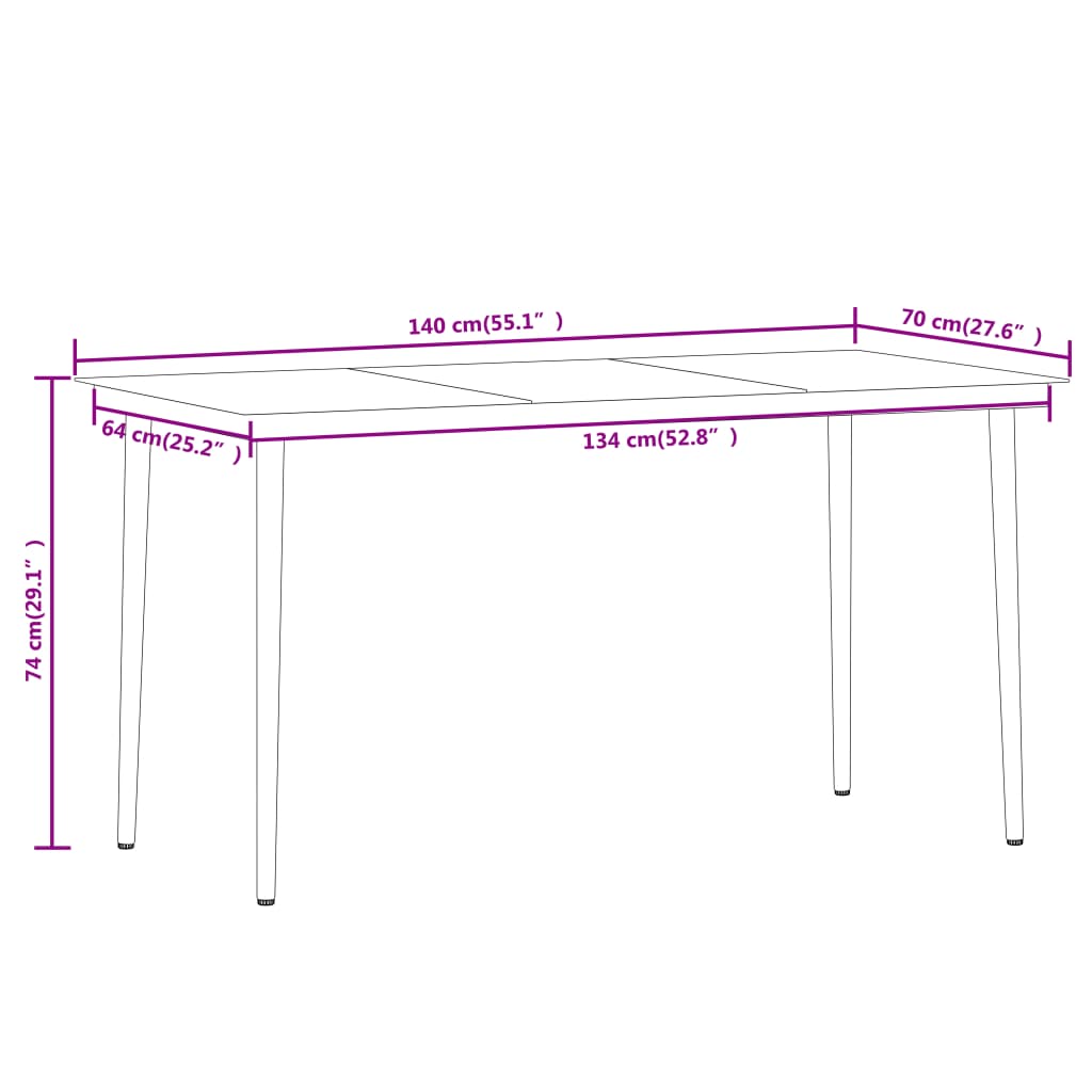 vidaXL Set da Pranzo da Giardino 5 pz Nero