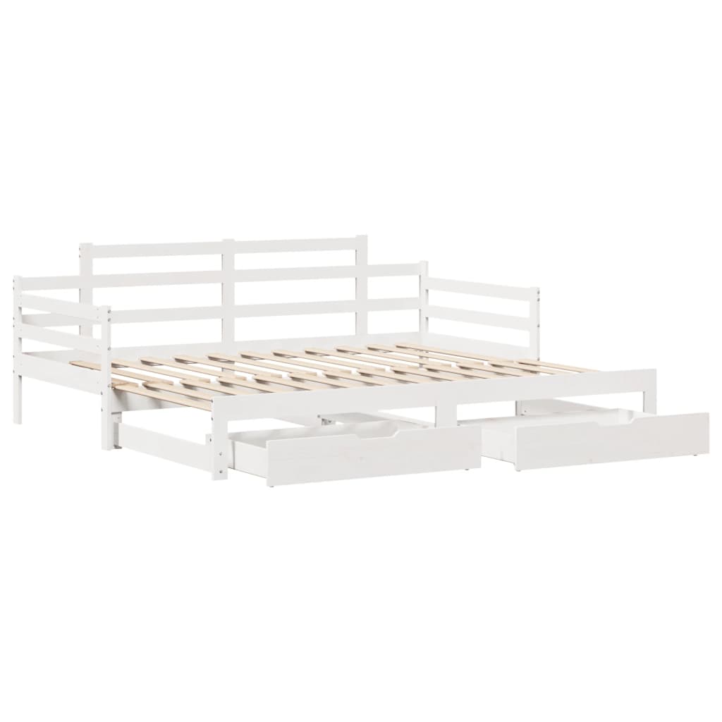 vidaXL Dormeuse Letto Estraibile e Cassetti Bianca 80x200cm Legno Pino