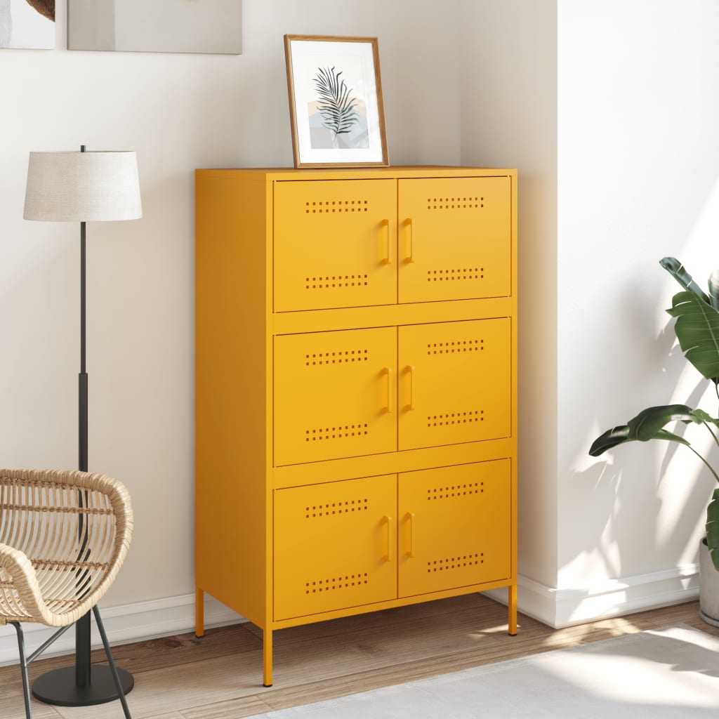 vidaXL Credenza Giallo Senape 68x39x113 cm in Acciaio