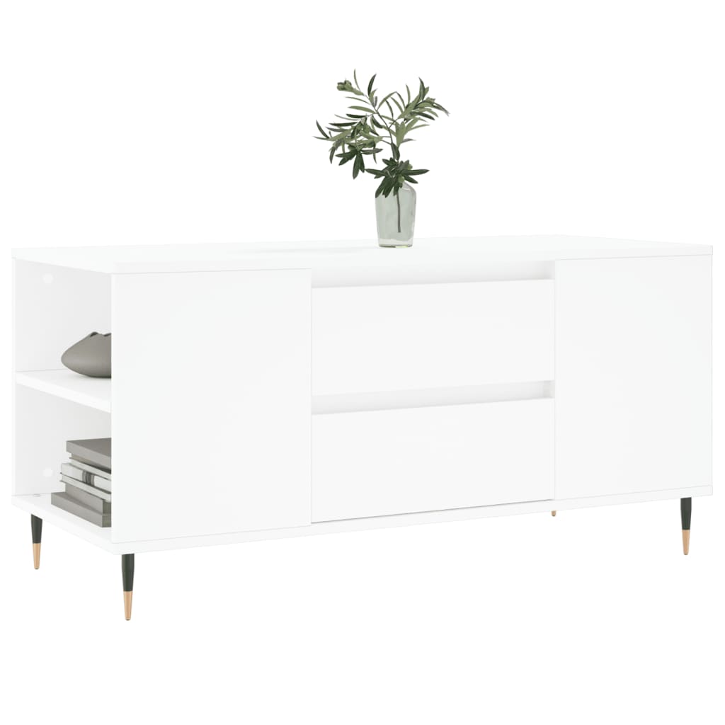 vidaXL Tavolino da Salotto Bianco 102x44,5x50 cm in Legno Multistrato