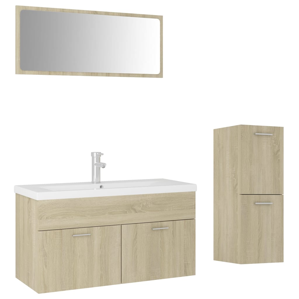 vidaXL Set Mobili da Bagno Rovere Sonoma in Legno Multistrato