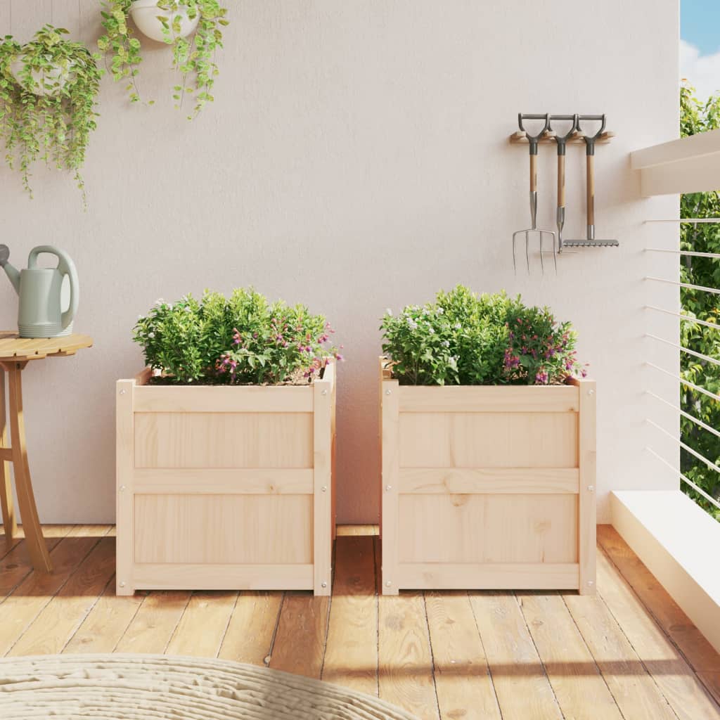 vidaXL Fioriere da Giardino 2 pz in Legno Massello di Pino