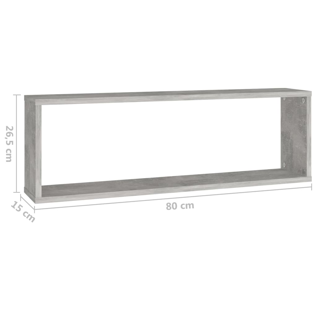 vidaXL Mensole Parete Cubo 4pz Grigio Cemento 80x15x26,5cm Multistrato