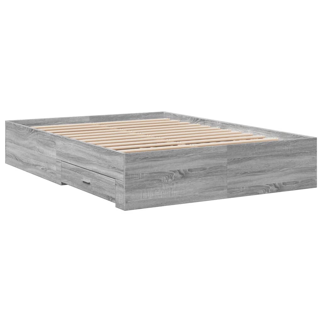 vidaXL Giroletto Cassetti Grigio Sonoma 120x200 cm Legno Multistrato