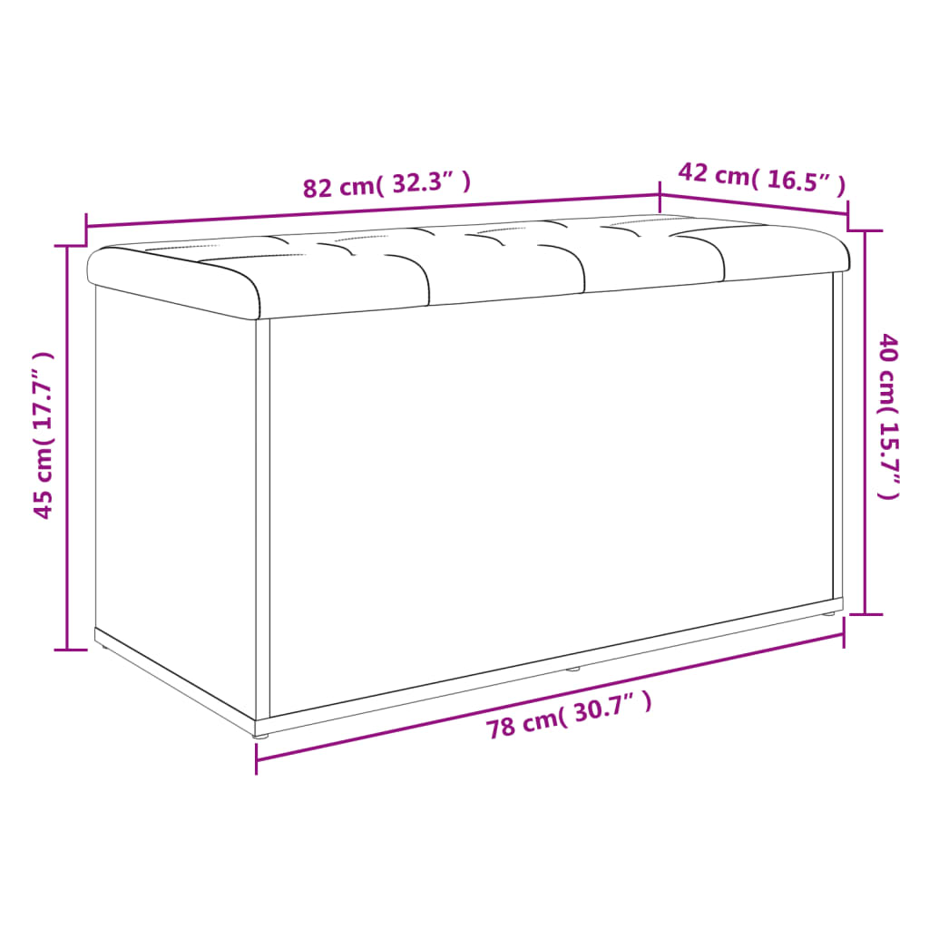 vidaXL Panca Portaoggetti Rovere Sonoma 82x42x45 cm Legno Multistrato