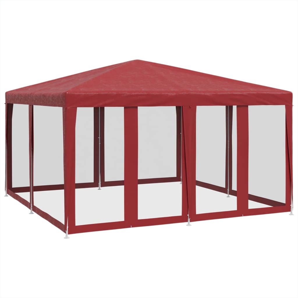 vidaXL Tenda per Feste con 8 Pareti Laterali in Rete Rossa 4x4 m HDPE