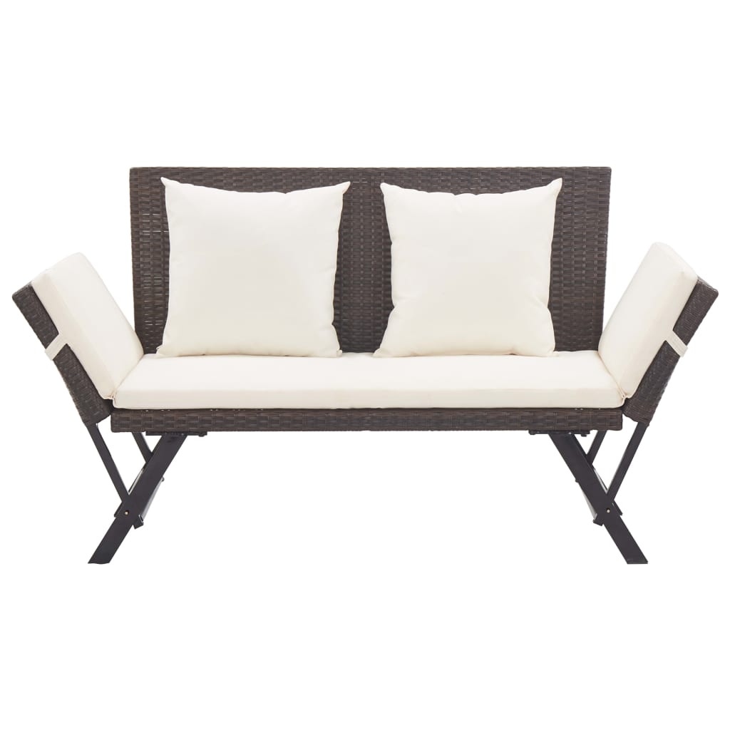 vidaXL Panca da Giardino con Cuscini Marrone 176 cm in Polyrattan