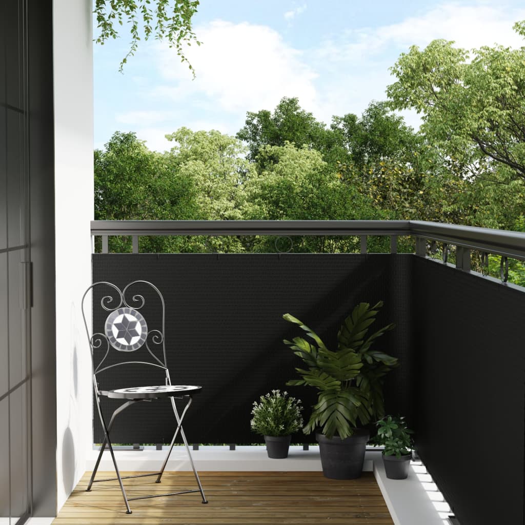 vidaXL Paravento da Balcone Nero 600x100 cm in Polyrattan