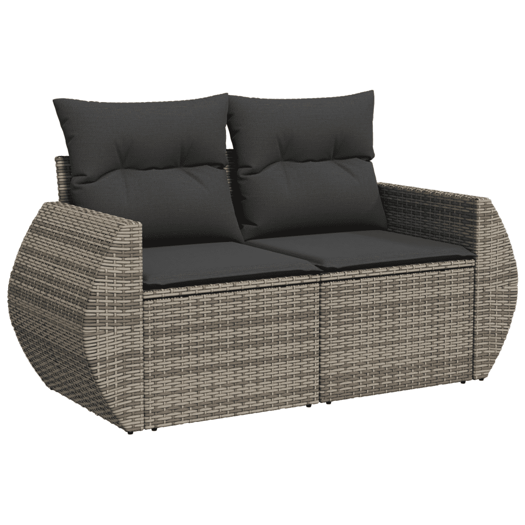 vidaXL Set Divani da Giardino 7 pz con Cuscini Grigio in Polyrattan