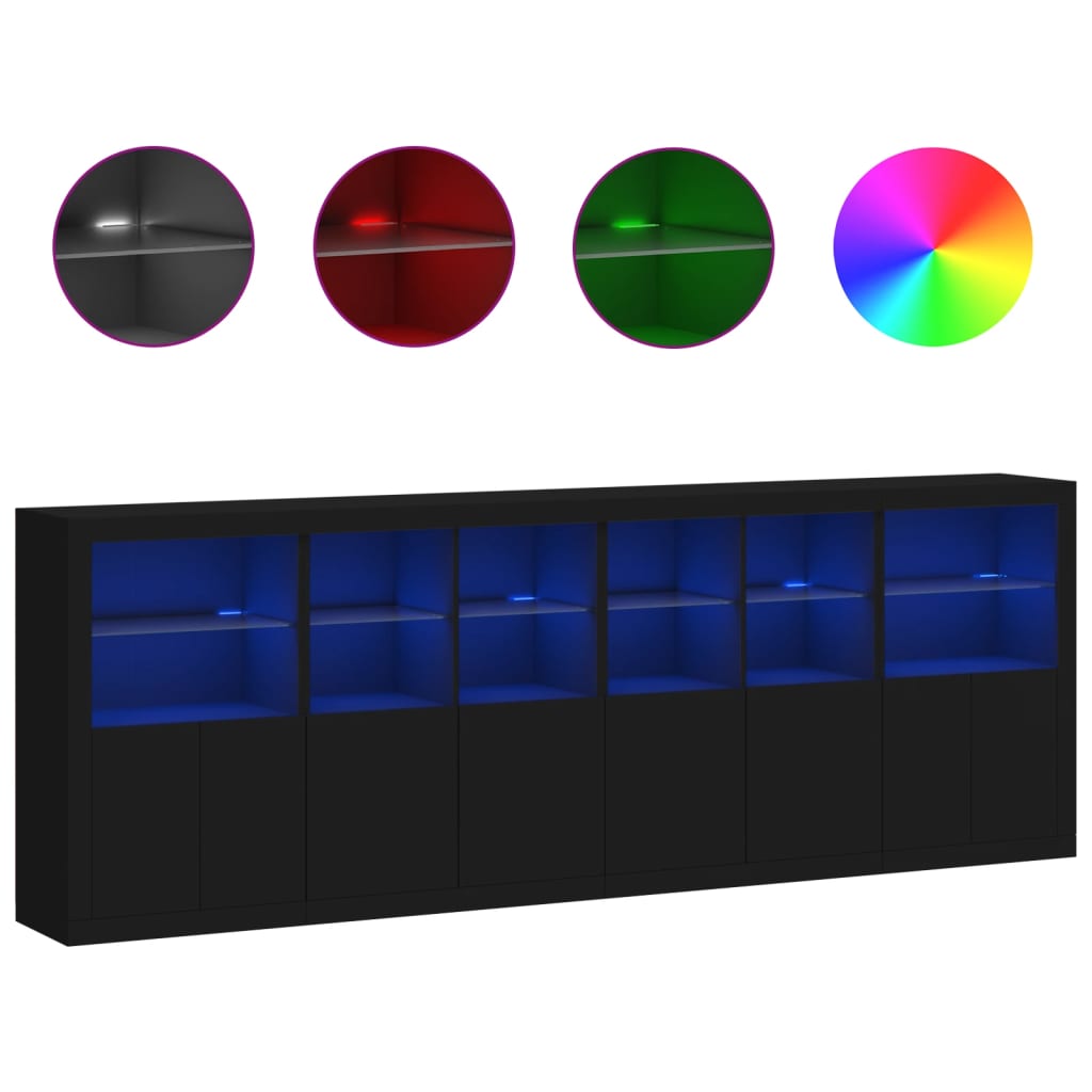 vidaXL Credenza con Luci LED Nera 283x37x100 cm