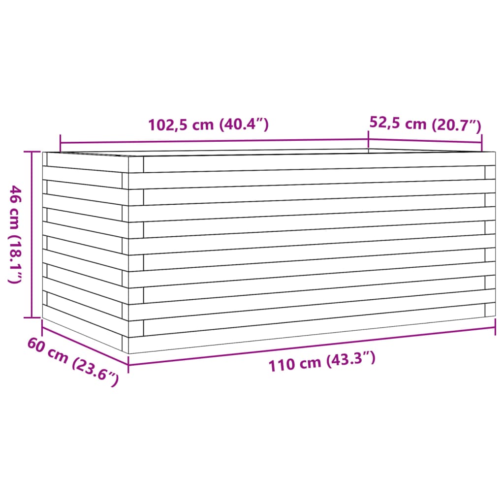 vidaXL Fioriera da Giardino 110x60x46 cm in Legno Massello di Douglas