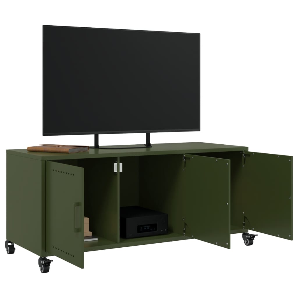 vidaXL Mobile TV Verde Oliva 100,5x39x43,5 cm in Acciaio