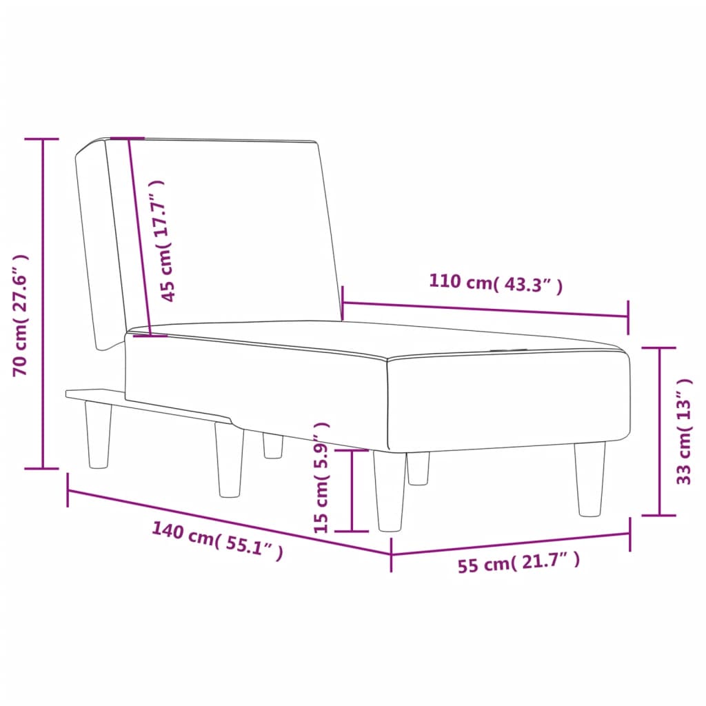 vidaXL Chaise Longue in Tessuto Grigio Chiaro