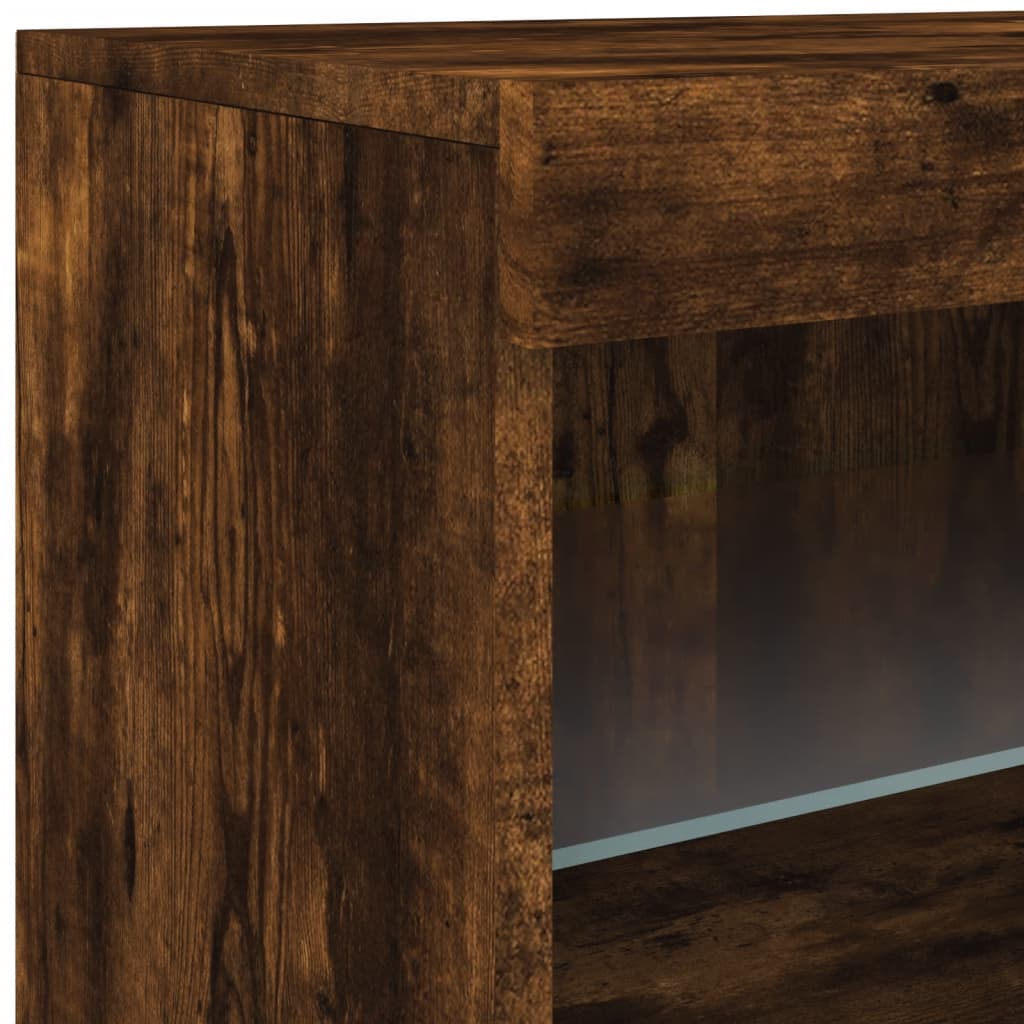 vidaXL Credenza con Luci LED Rovere Fumo 41x37x67 cm