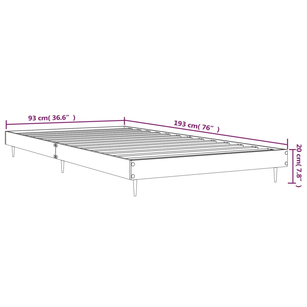 vidaXL Giroletto Grigio Sonoma 90x190 cm in Legno Multistrato