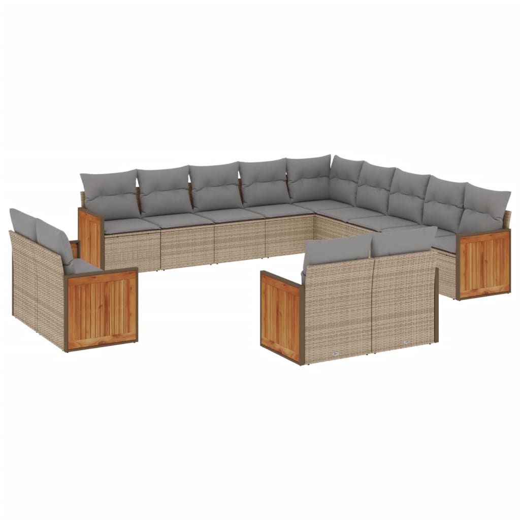 vidaXL Set Divano da Giardino 13 pz con Cuscini Beige in Polyrattan