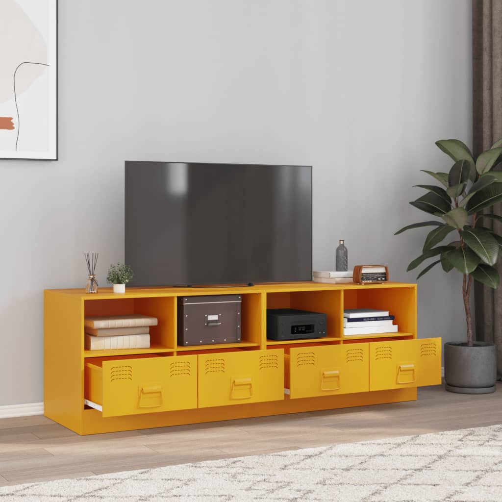 vidaXL Mobili TV 2 pz Giallo Senape 67x39x44 cm in Acciaio