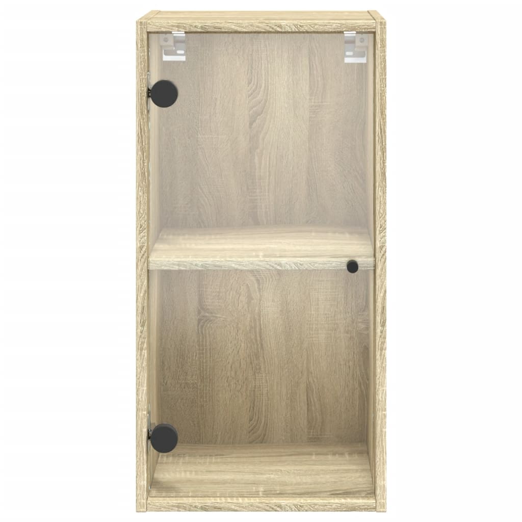 vidaXL Mobile a Muro con Ante in Vetro Rovere Sonoma 35x37x68,5 cm