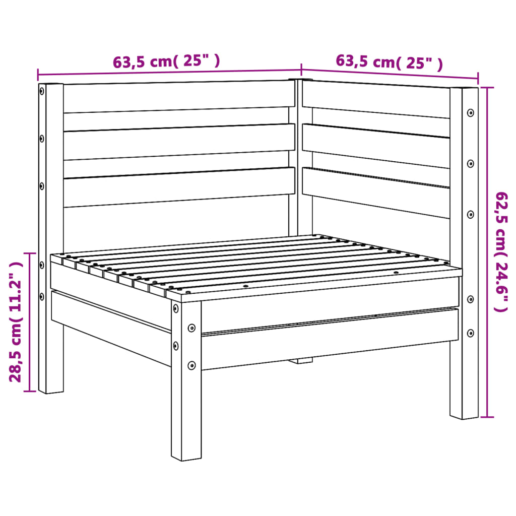 vidaXL Divani Angolari Giardino 2pz Marrone Cera Legno Massello Pino