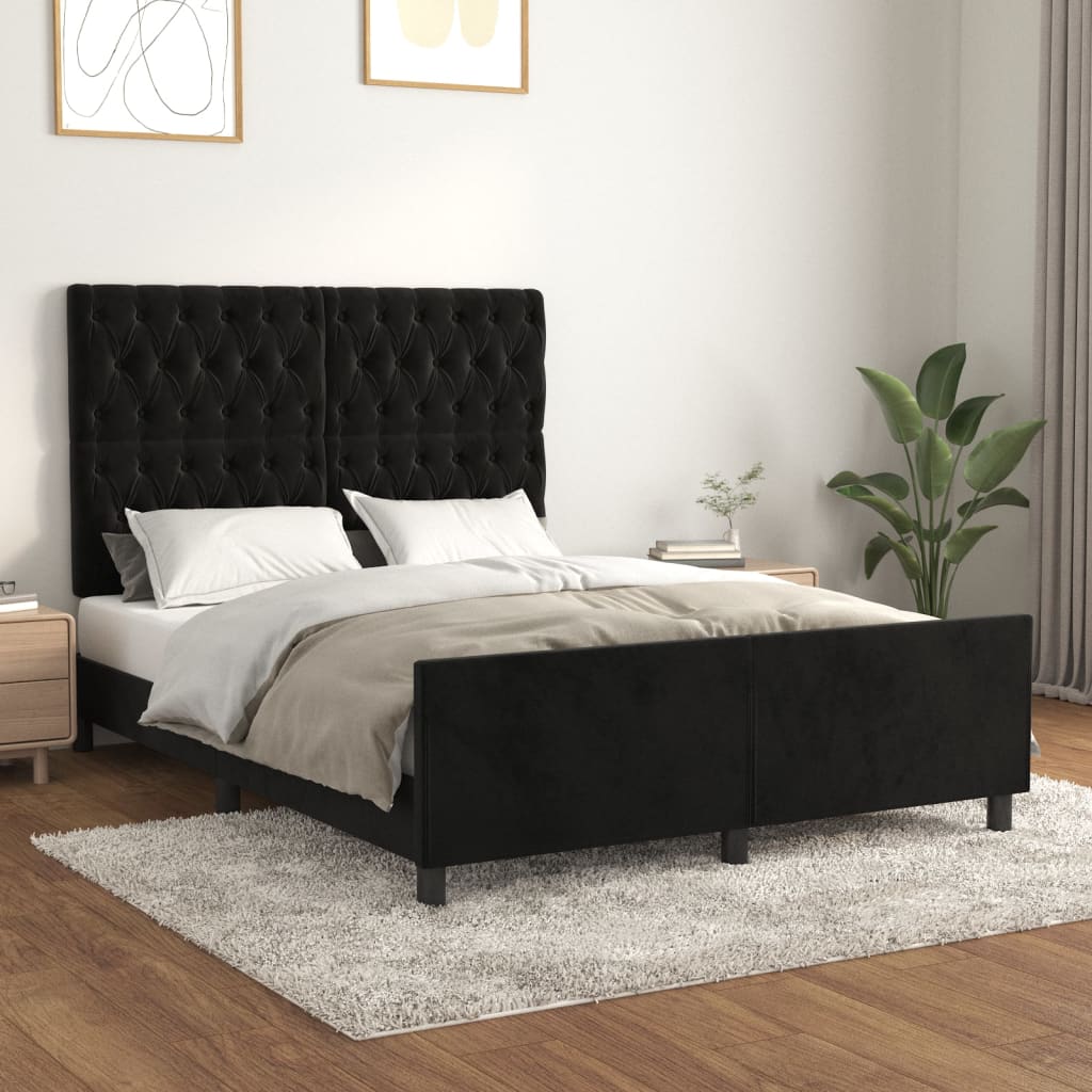 vidaXL Giroletto senza Materasso Nero 140x190 cm in Velluto