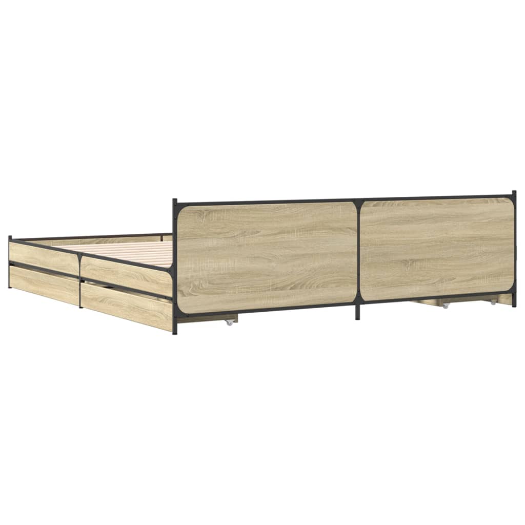 vidaXL Giroletto Cassetti Rovere Sonoma 200x200 cm Legno Multistrato