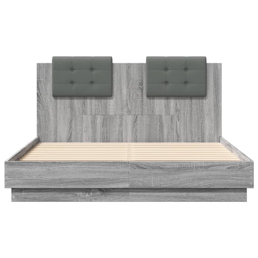 vidaXL Giroletto Testiera Grigio Sonoma 135x190 cm Legno Multistrato