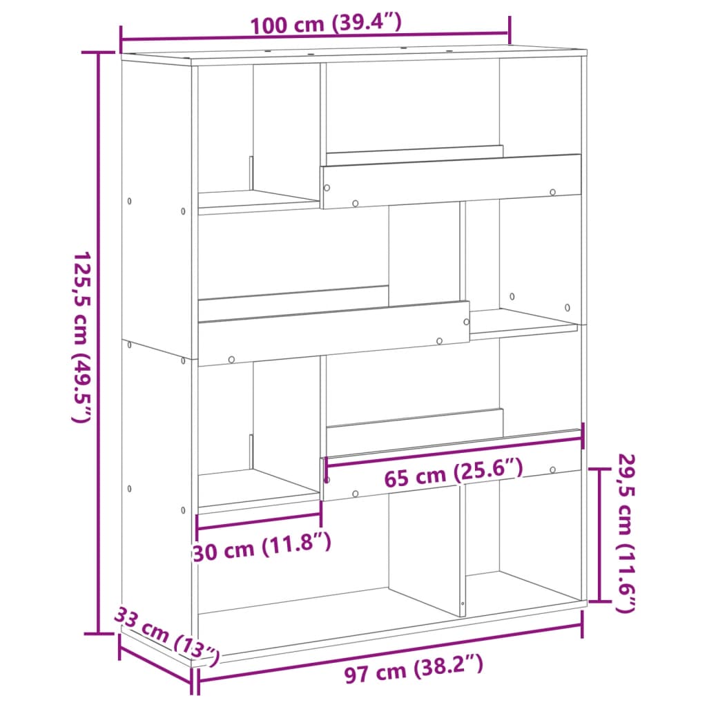 vidaXL Divisorio Stanza Bianco 100x33x125,5 cm in Truciolato