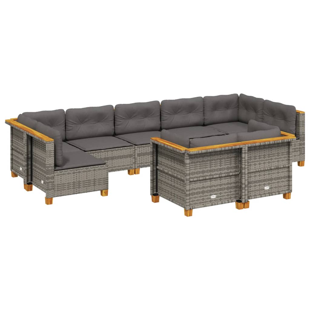 vidaXL Set Divano da Giardino 9 pz con Cuscini Grigio in Polyrattan