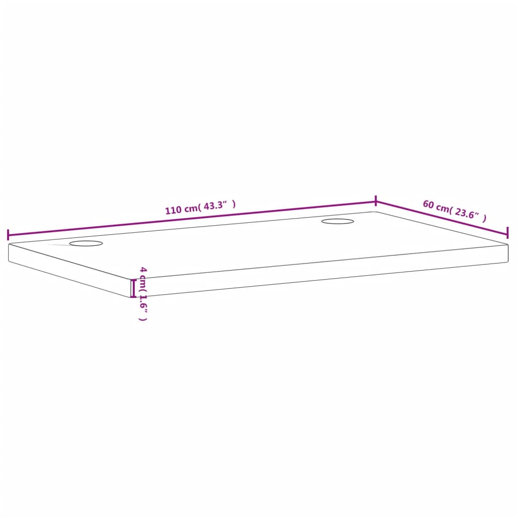 vidaXL Piano Scrivania 110x60x4 cm in Legno Massello di Faggio