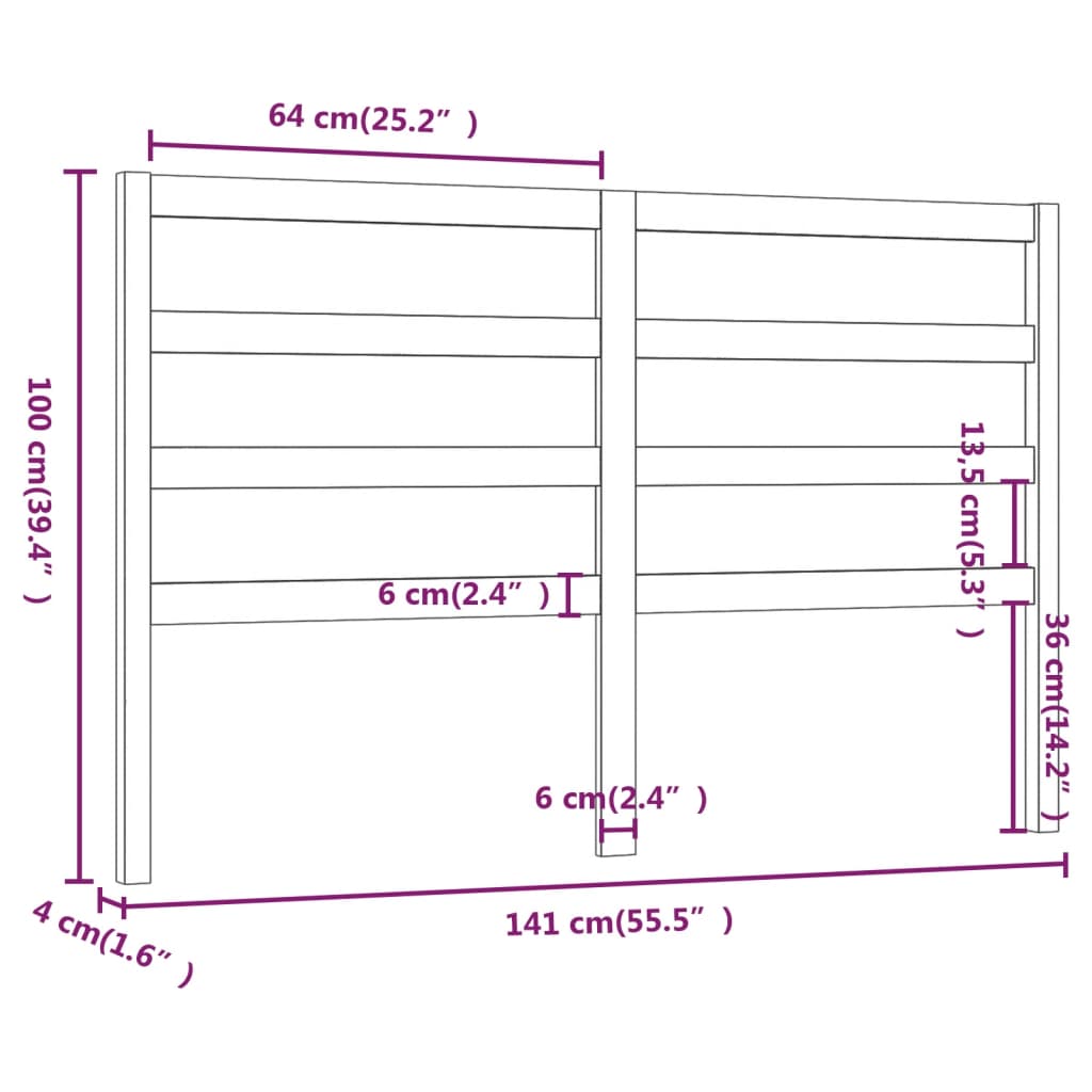 vidaXL Testiera per Letto 141x4x100 cm in Legno Massello di Pino