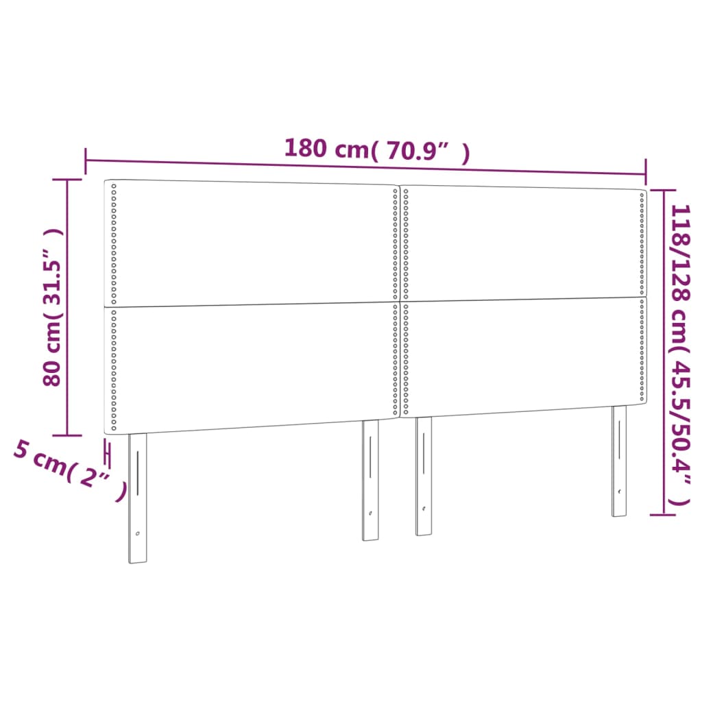 vidaXL Testiera a LED Nera 180x5x118/128 cm in Velluto