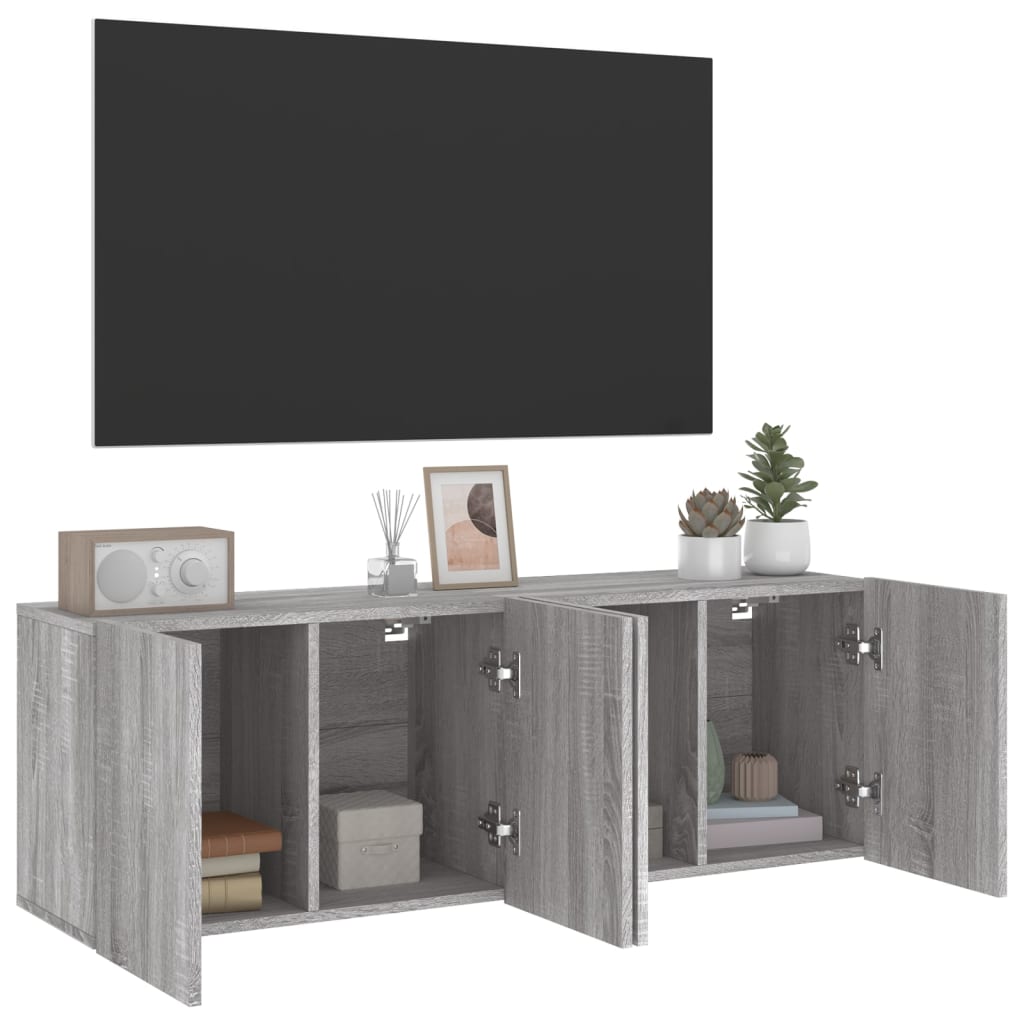 vidaXL Mobili TV a Parete 2pz Grigio Sonoma 60x30x41 cm