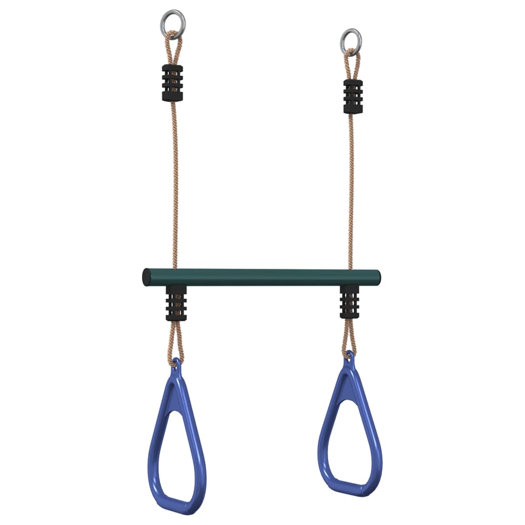 vidaXL Barra Trapezio con Anelli per Bambini Blu e Verde in Acciaio