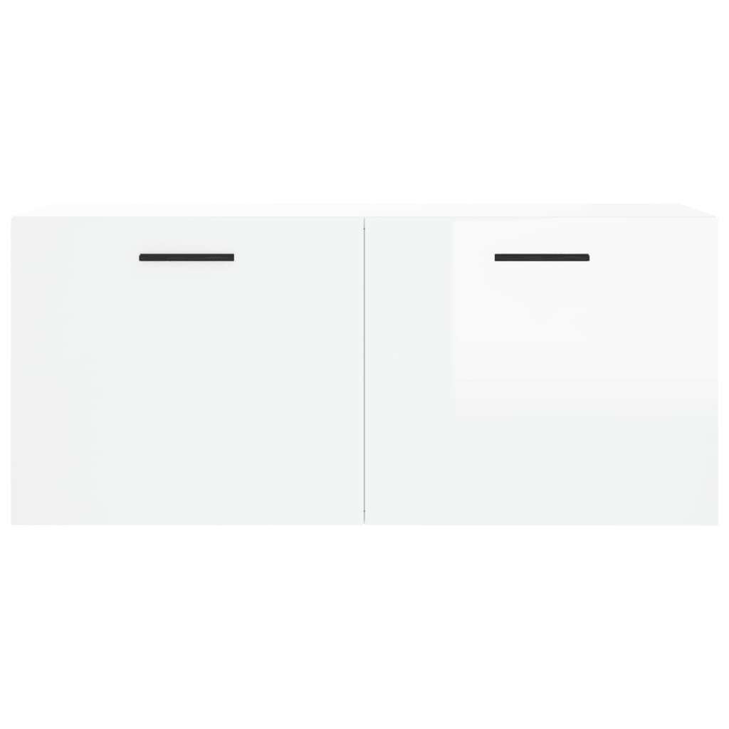 vidaXL Mobile a Parete Bianco Lucido 80x36,5x35 cm Legno Multistrato