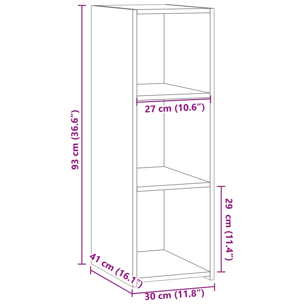 vidaXL Credenza Grigio Cemento 30x41x93 cm in Legno Multistrato