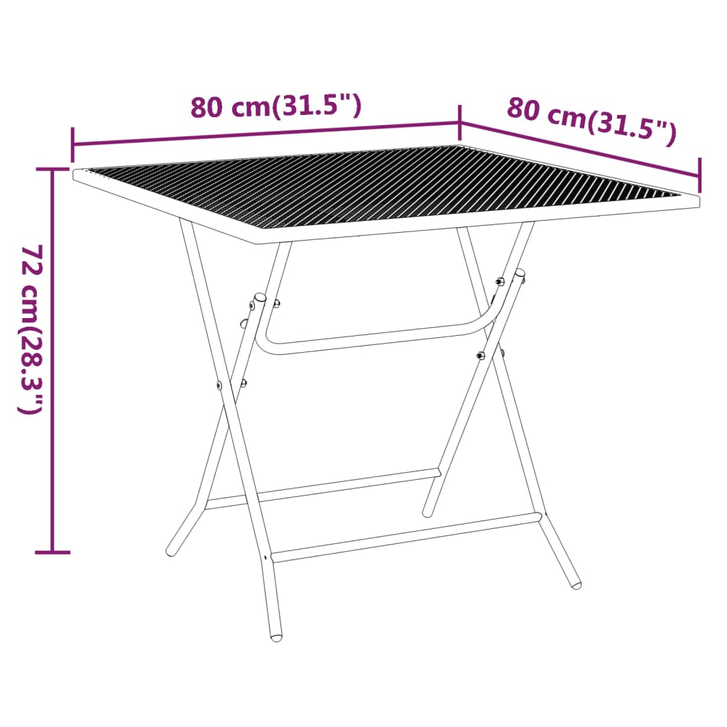 vidaXL Set da Pranzo per Giardino 5pz Rete Metallica Espansa Antracite